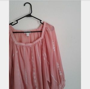 Dusty Pink Boho Chiffon Blouse